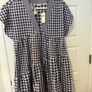 Gingham V-Neck Casual Dress